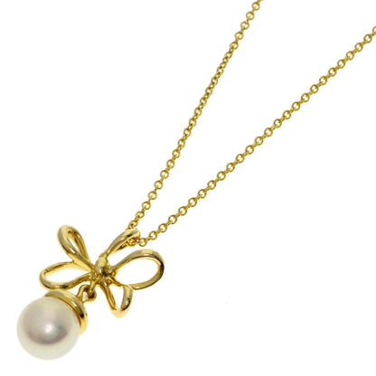 TIFFANY&Co. Wire Flower Pearl Pearl Necklace K18 Yellow Gold Ladies [Used]