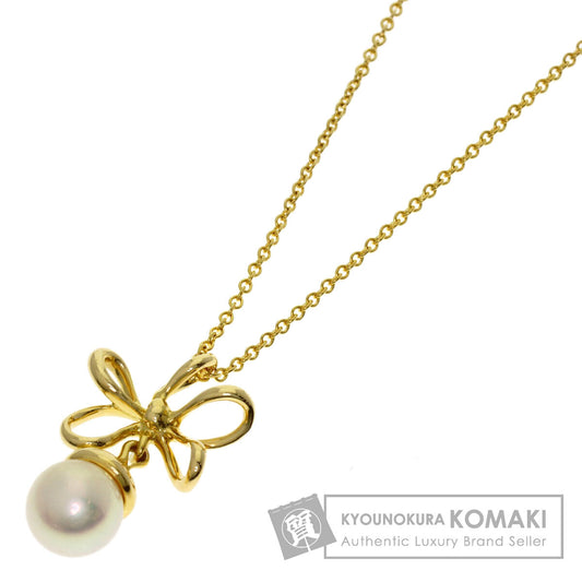 TIFFANY&Co. Wire Flower Pearl Pearl Necklace K18 Yellow Gold Ladies [Used]