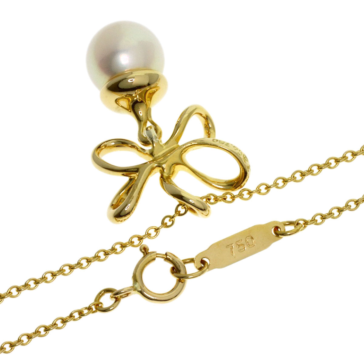 TIFFANY&Co. Wire Flower Pearl Pearl Necklace K18 Yellow Gold Ladies [Used]