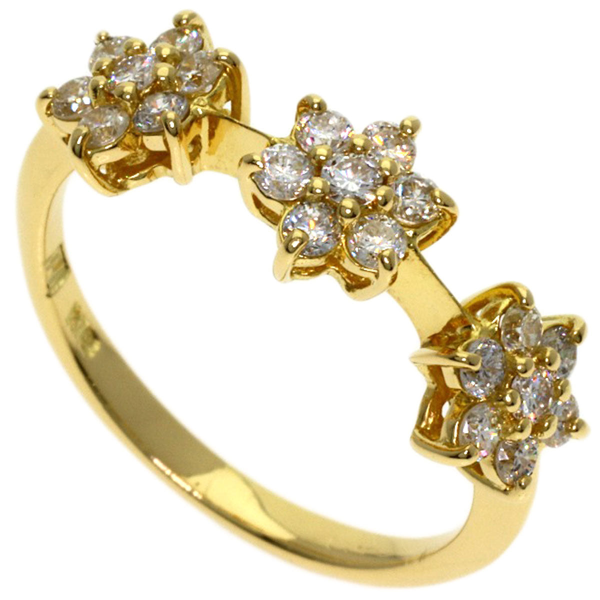 Ponte Vecchio Diamond Ring K18 Yellow Gold Ladies [Used]