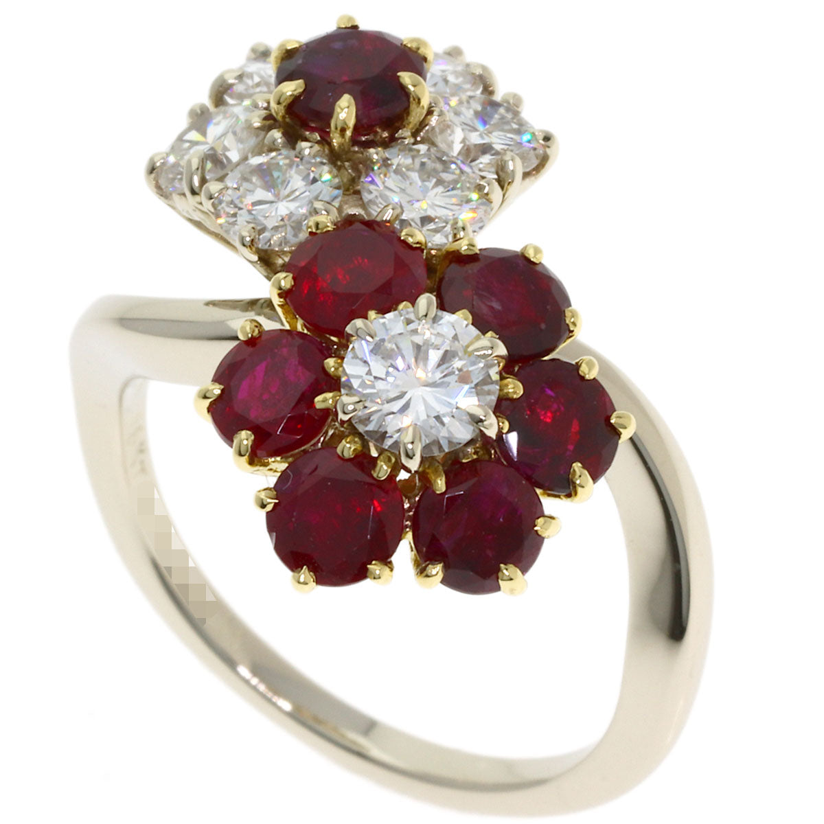 Van Cleef & Arpels De Fleurette Ruby Diamond Ring K18 White Gold 18K Yellow GoldLadies [Used]