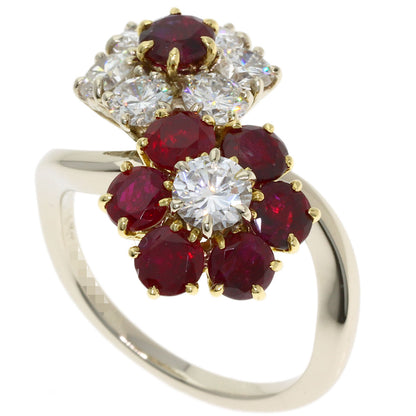 Van Cleef & Arpels De Fleurette Ruby Diamond Ring K18 White Gold 18K Yellow GoldLadies [Used]