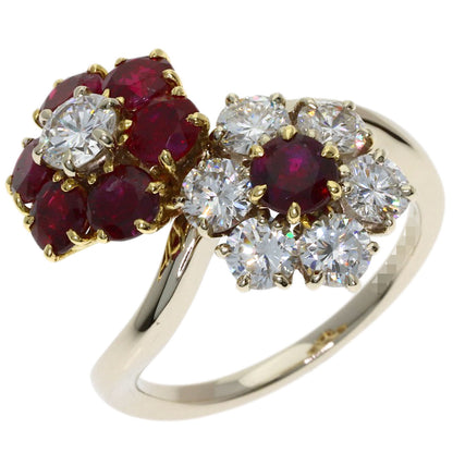 Van Cleef & Arpels De Fleurette Ruby Diamond Ring K18 White Gold 18K Yellow GoldLadies [Used]