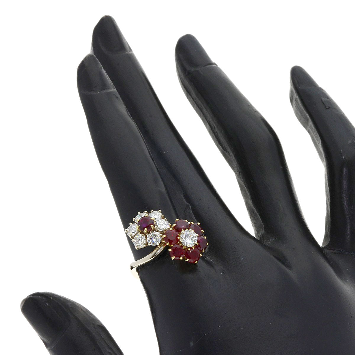 Van Cleef & Arpels De Fleurette Ruby Diamond Ring K18 White Gold 18K Yellow GoldLadies [Used]
