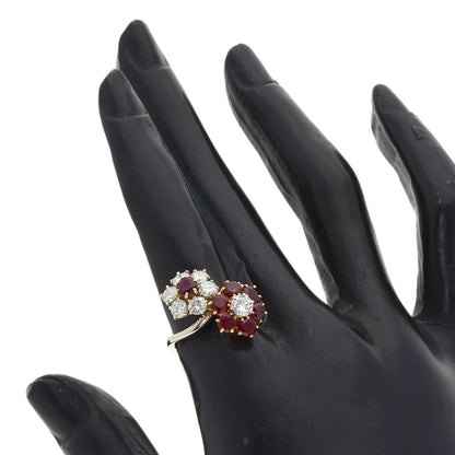 Van Cleef & Arpels De Fleurette Ruby Diamond Ring K18 White Gold 18K Yellow GoldLadies [Used]