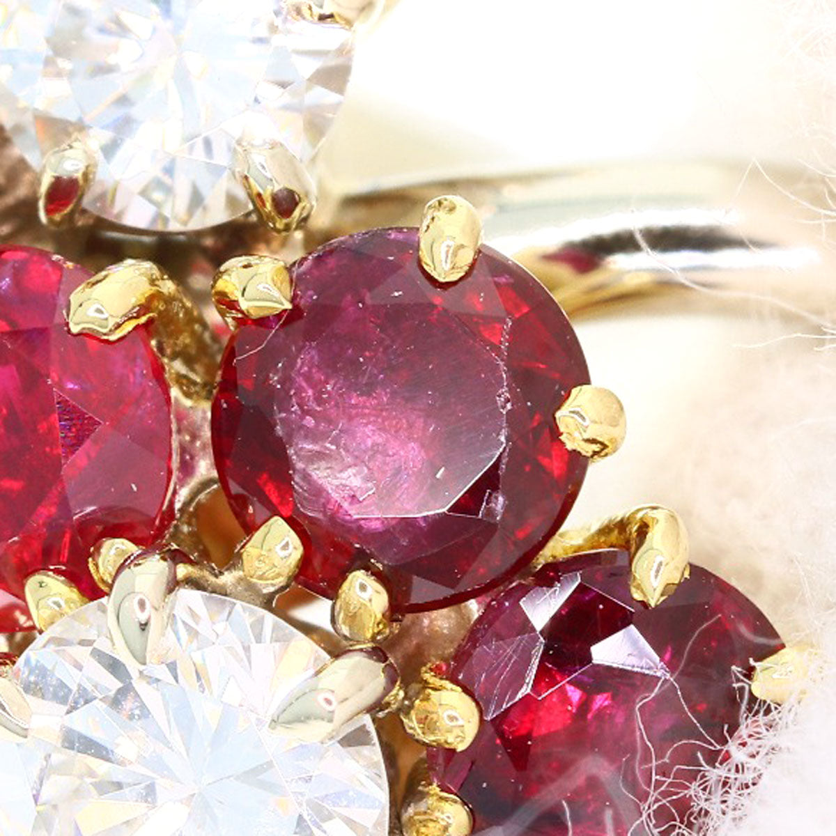 Van Cleef & Arpels De Fleurette Ruby Diamond Ring K18 White Gold 18K Yellow GoldLadies [Used]