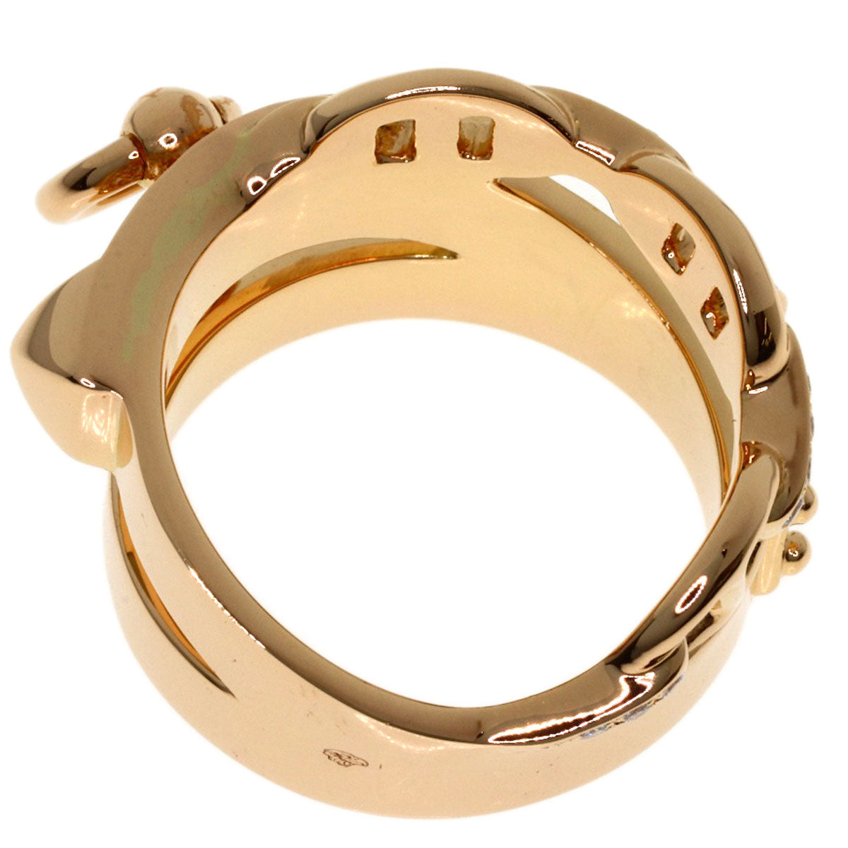 HERMES Alshimi GM Diamond #49 Ring K18 Pink Gold Ladies [Used]