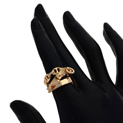 HERMES Alshimi GM Diamond #49 Ring K18 Pink Gold Ladies [Used]