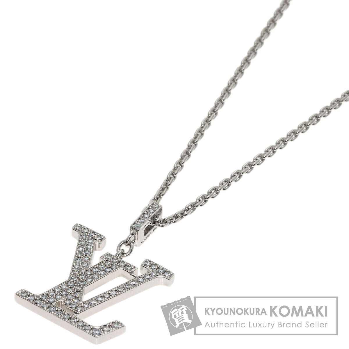 LOUIS VUITTON Pendant GM Diamond Necklace K18 White Gold Ladies [Used]