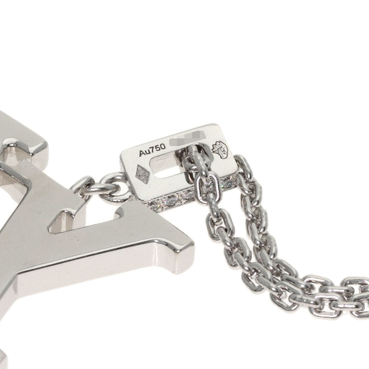 LOUIS VUITTON Pendant GM Diamond Necklace K18 White Gold Ladies [Used]