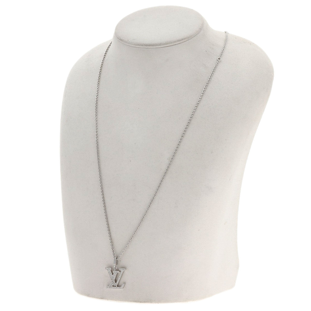 LOUIS VUITTON Pendant GM Diamond Necklace K18 White Gold Ladies [Used]