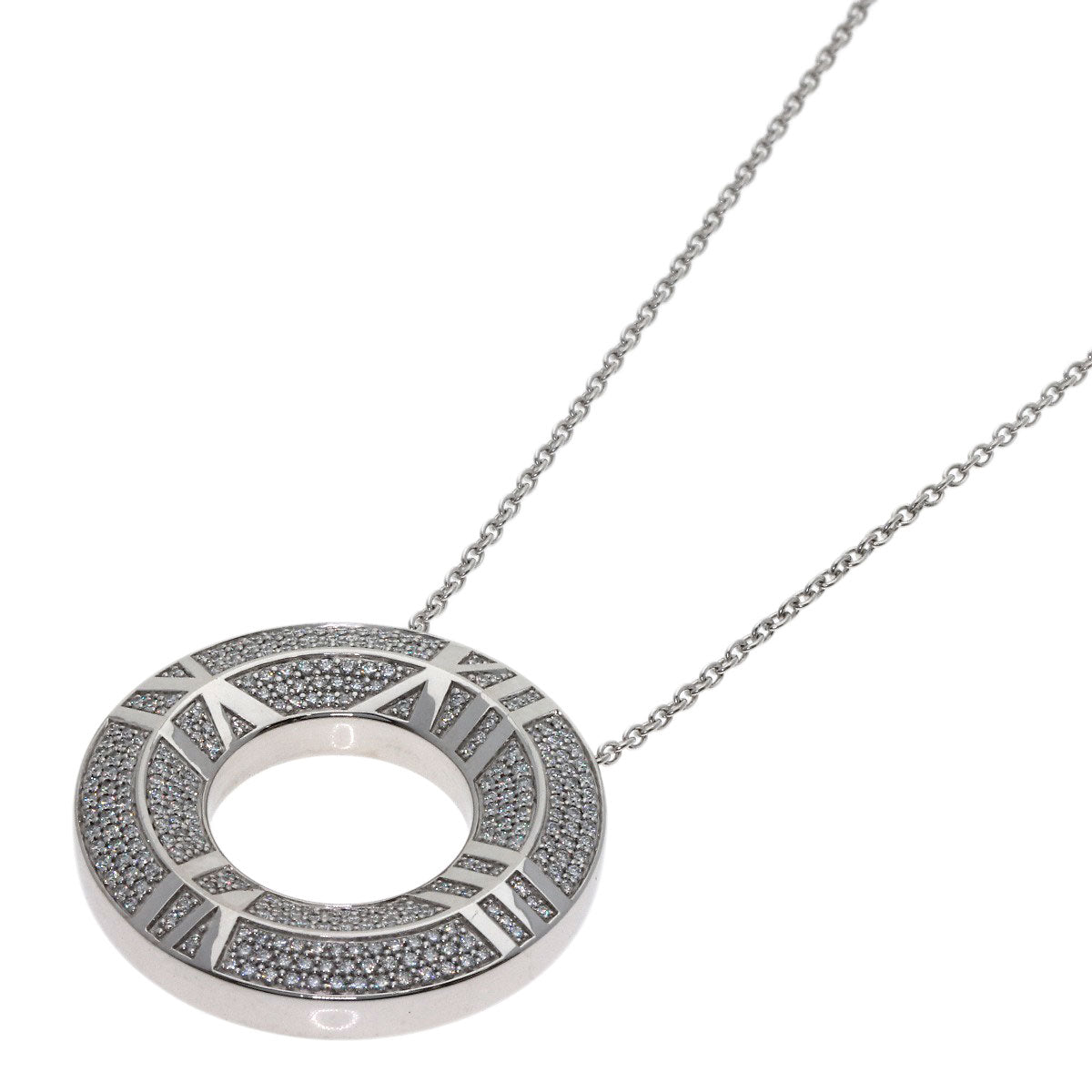 TIFFANY&Co. Atlas X Closed Circle Diamond Necklace K18 White Gold Ladies [Used]