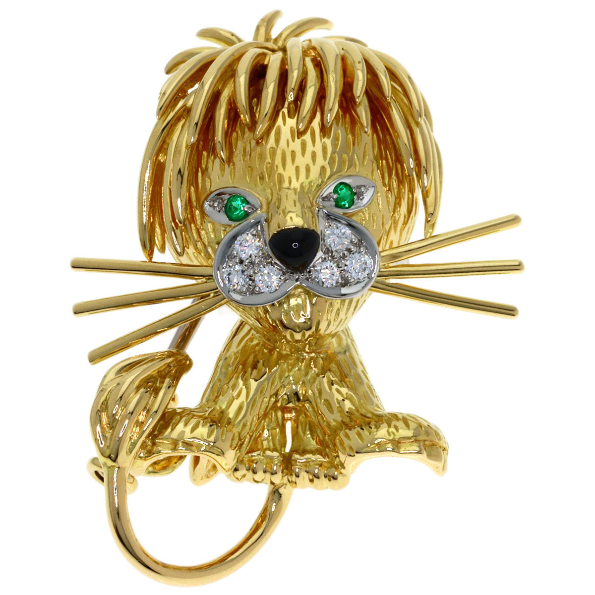 Van Cleef & Arpels Lucky Animals Lion Motif Brooch K18 Yellow Gold Ladies [Used]