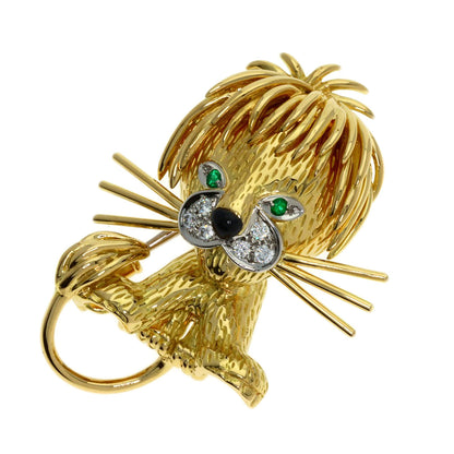 Van Cleef & Arpels Lucky Animals Lion Motif Brooch K18 Yellow Gold Ladies [Used]