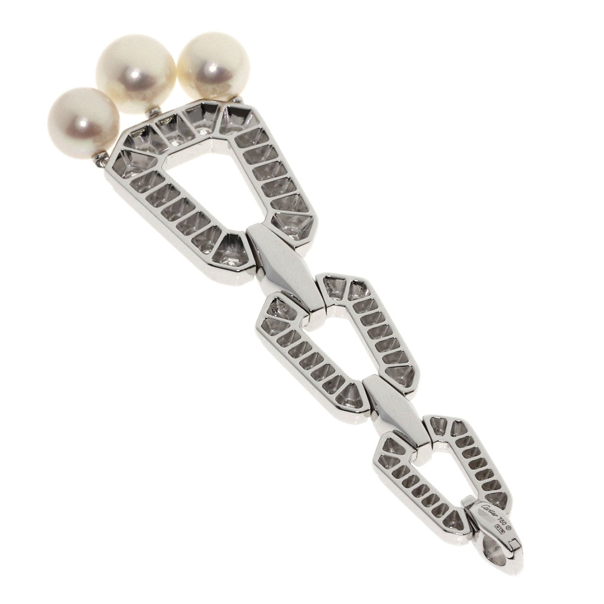 CARTIER Chandra Pearl Pearl Diamond Pendant top K18 White Gold Ladies [Used]