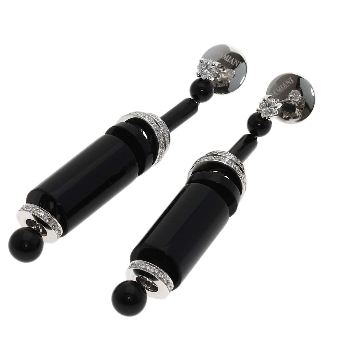 Damiani Onyx Diamond earring K18 White Gold Ladies [Used]