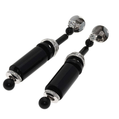 Damiani Onyx Diamond earring K18 White Gold Ladies [Used]