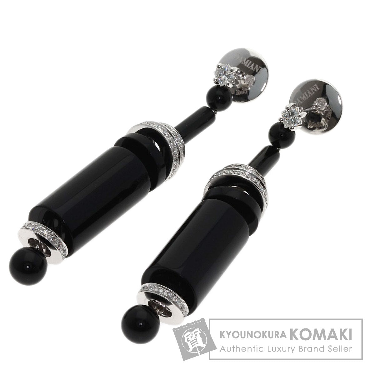 Damiani Onyx Diamond earring K18 White Gold Ladies [Used]