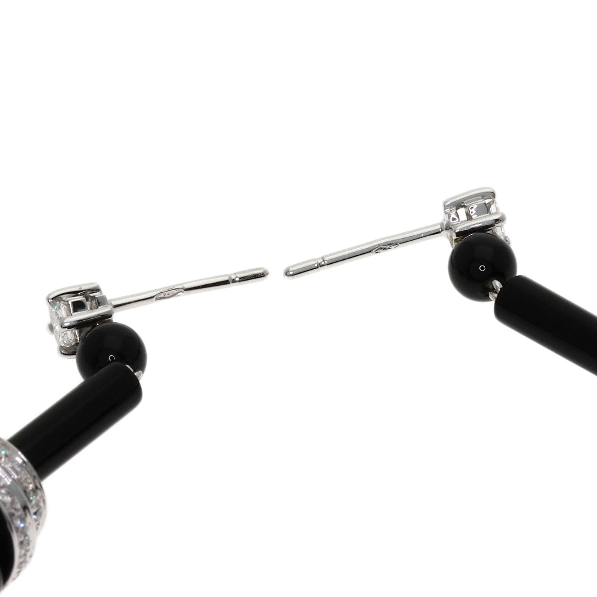 Damiani Onyx Diamond earring K18 White Gold Ladies [Used]