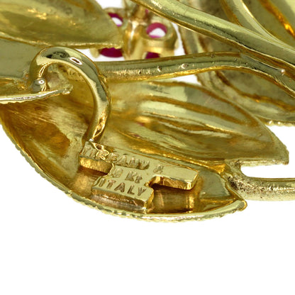 TIFFANY&Co. Leaf motif Ruby Brooch K18 Yellow Gold Ladies [Used]