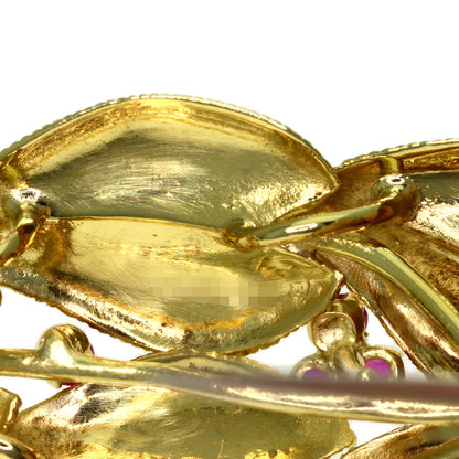 TIFFANY&Co. Leaf motif Ruby Brooch K18 Yellow Gold Ladies [Used]