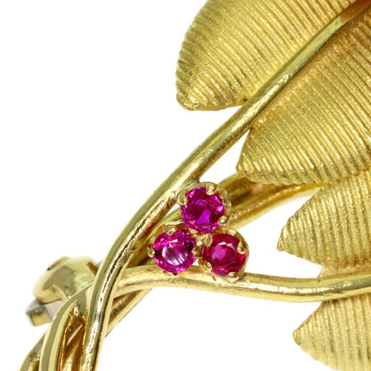TIFFANY&Co. Leaf motif Ruby Brooch K18 Yellow Gold Ladies [Used]