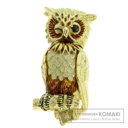TIFFANY&Co. Owl motif cat's eye Brooch K18 Yellow Gold Ladies [Used]