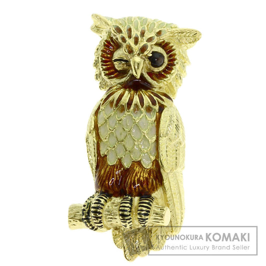 TIFFANY&Co. Owl motif cat's eye Brooch K18 Yellow Gold Ladies [Used]