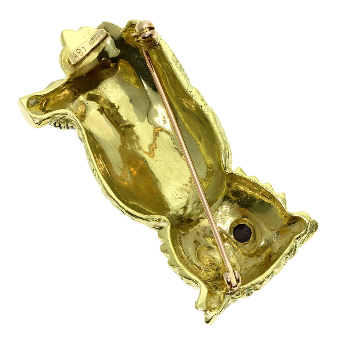 TIFFANY&Co. Owl motif cat's eye Brooch K18 Yellow Gold Ladies [Used]
