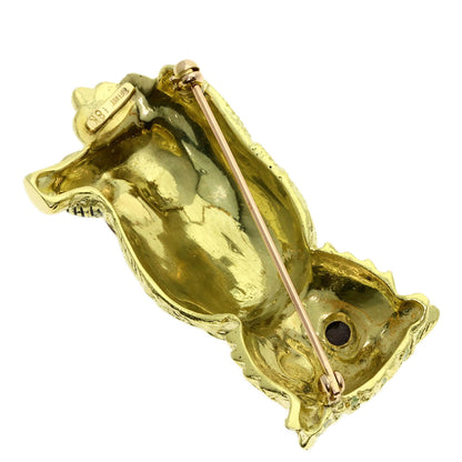 TIFFANY&Co. Owl motif cat's eye Brooch K18 Yellow Gold Ladies [Used]