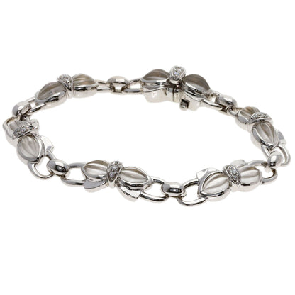 Boucheron Ribbon motif Quartz Diamond Bracelet K18 White Gold Ladies [Used]