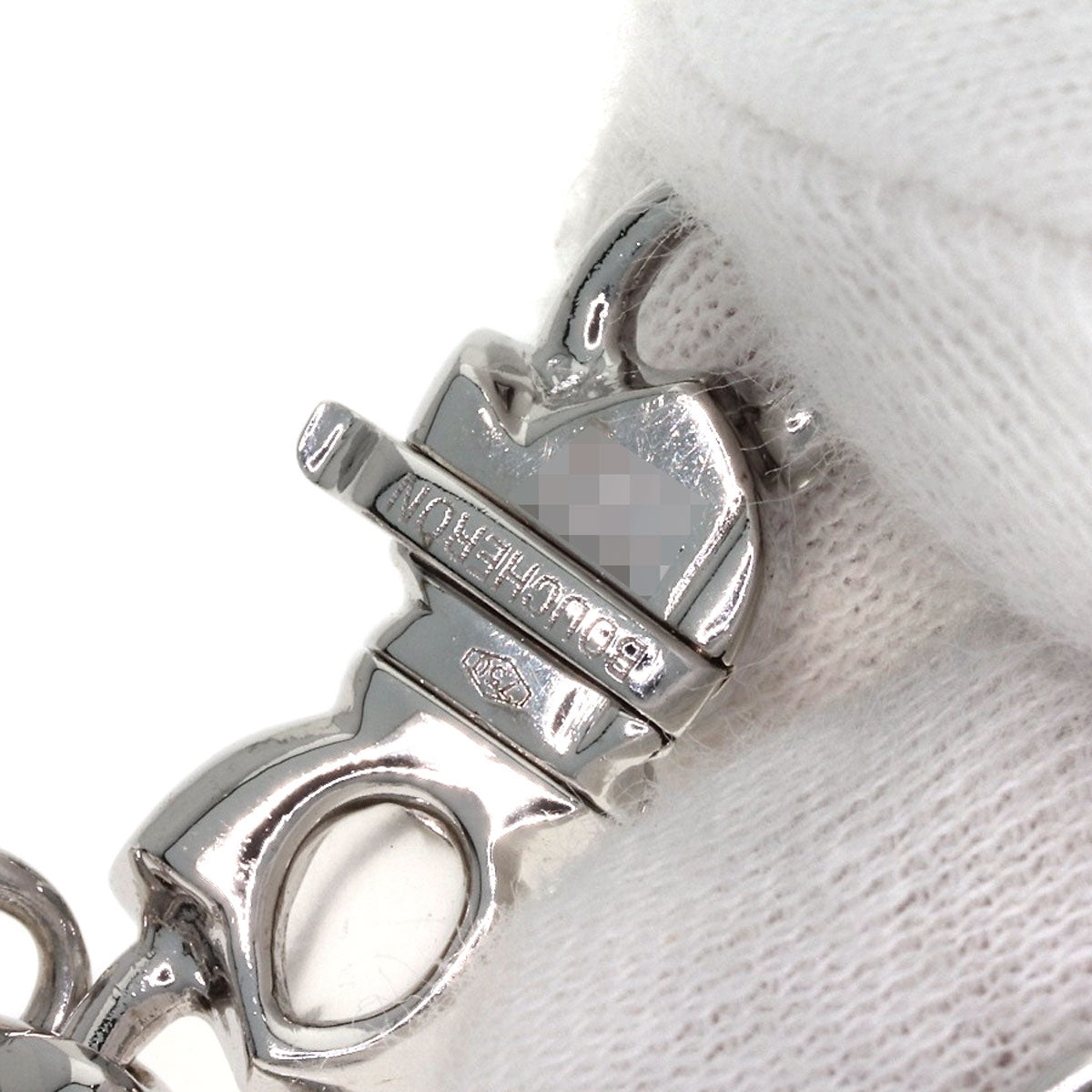 Boucheron Ribbon motif Quartz Diamond Bracelet K18 White Gold Ladies [Used]