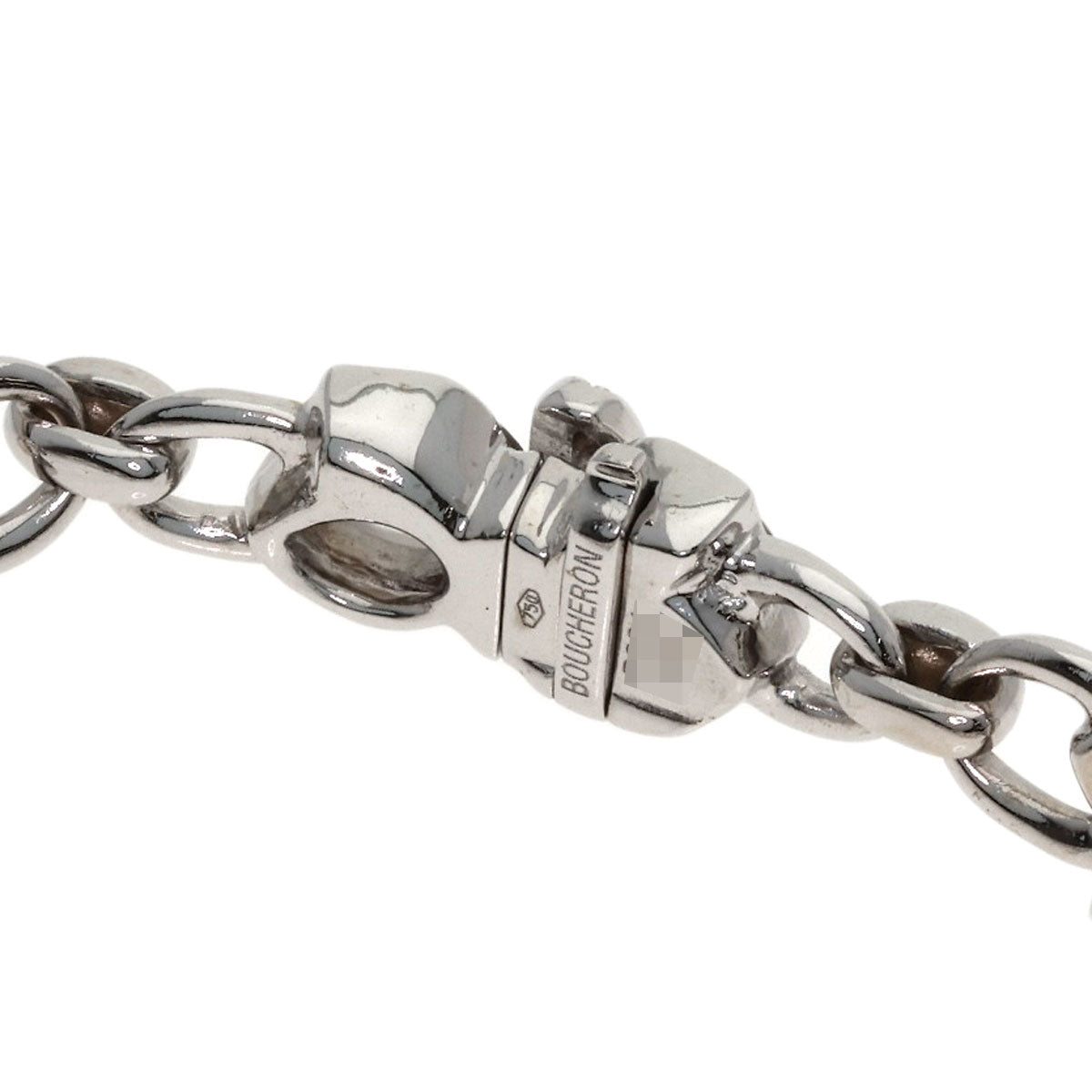 Boucheron Ribbon motif Quartz Diamond Bracelet K18 White Gold Ladies [Used]
