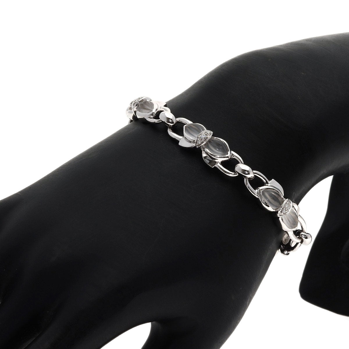 Boucheron Ribbon motif Quartz Diamond Bracelet K18 White Gold Ladies [Used]