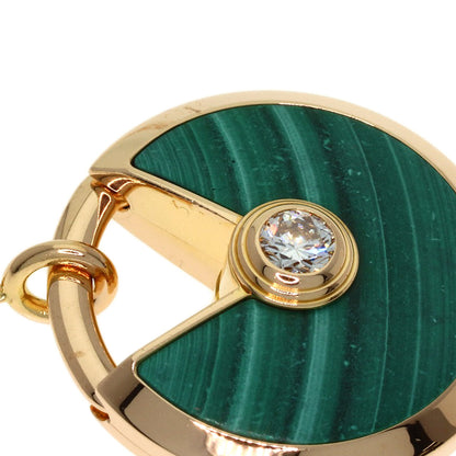 CARTIER Amulet Malachite Shell Diamond Long Necklace K18 Pink Gold Ladies [Used]