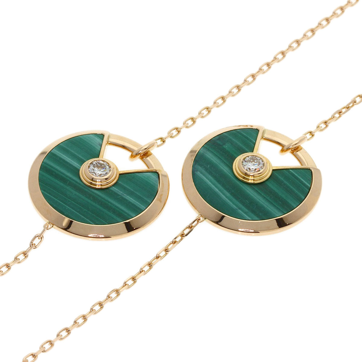 CARTIER Amulet Malachite Shell Diamond Long Necklace K18 Pink Gold Ladies [Used]