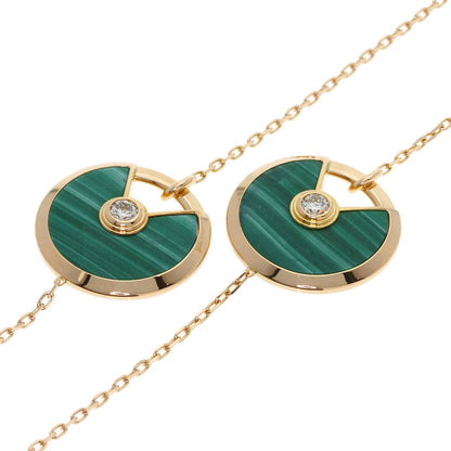 CARTIER Amulet Malachite Shell Diamond Long Necklace K18 Pink Gold Ladies [Used]