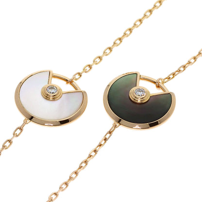 CARTIER Amulet Malachite Shell Diamond Long Necklace K18 Pink Gold Ladies [Used]
