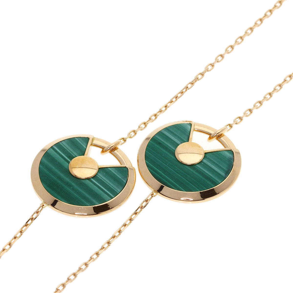 CARTIER Amulet Malachite Shell Diamond Long Necklace K18 Pink Gold Ladies [Used]