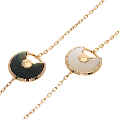 CARTIER Amulet Malachite Shell Diamond Long Necklace K18 Pink Gold Ladies [Used]
