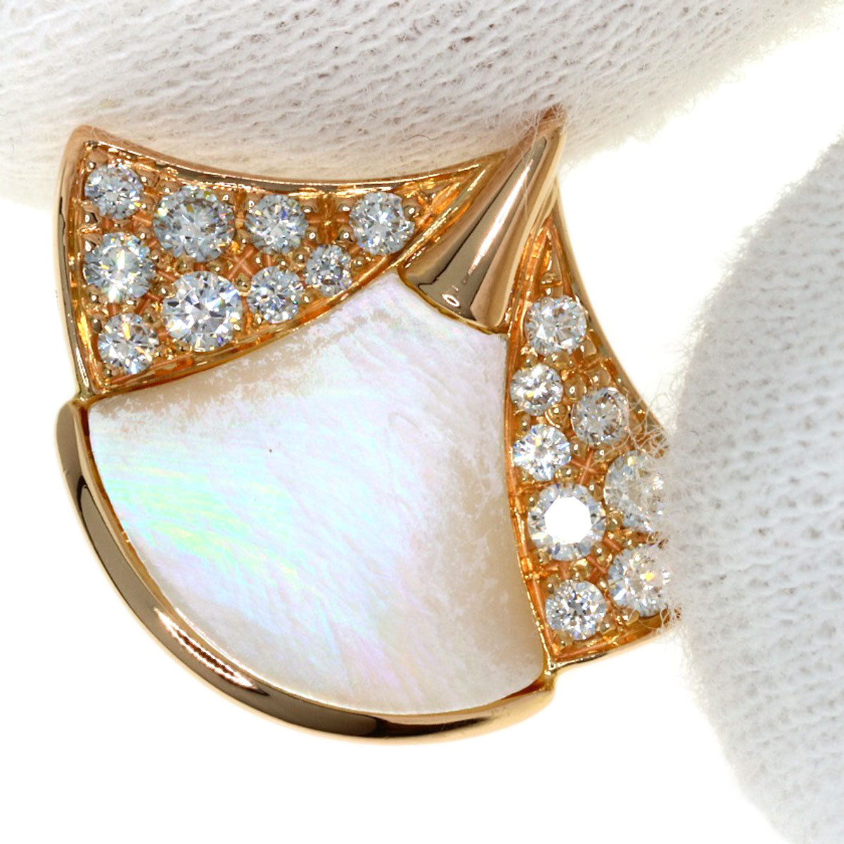 BVLGARI Diva Dream Diamond Shell earring K18 Pink Gold Ladies [Used]