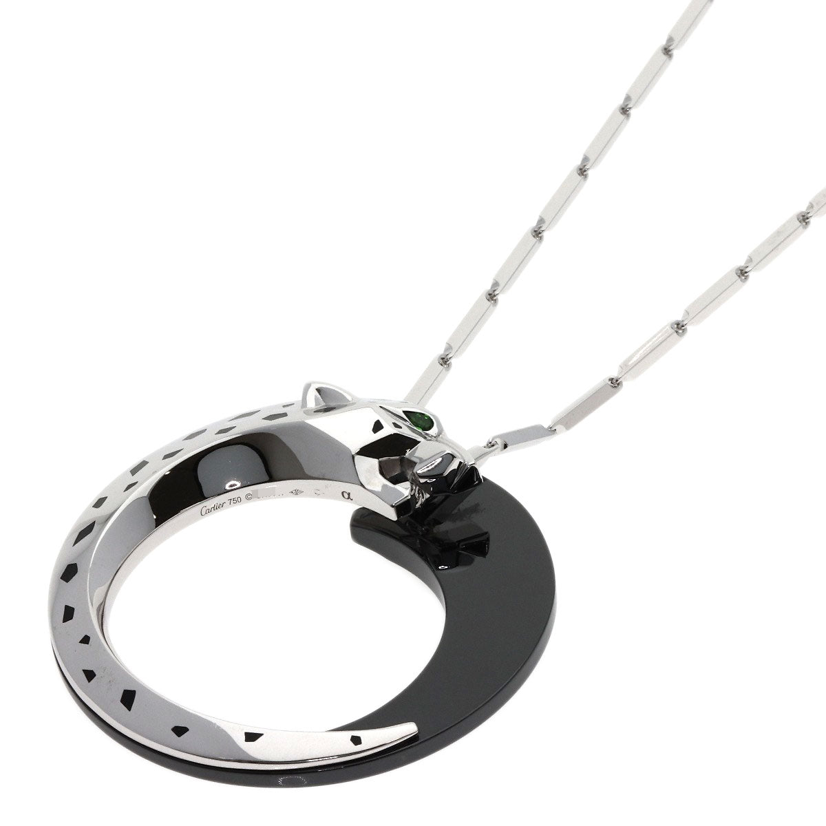 CARTIER PANTHERE de Cartier Onyx Garnet Necklace K18 White Gold CeramicLadies [Used]