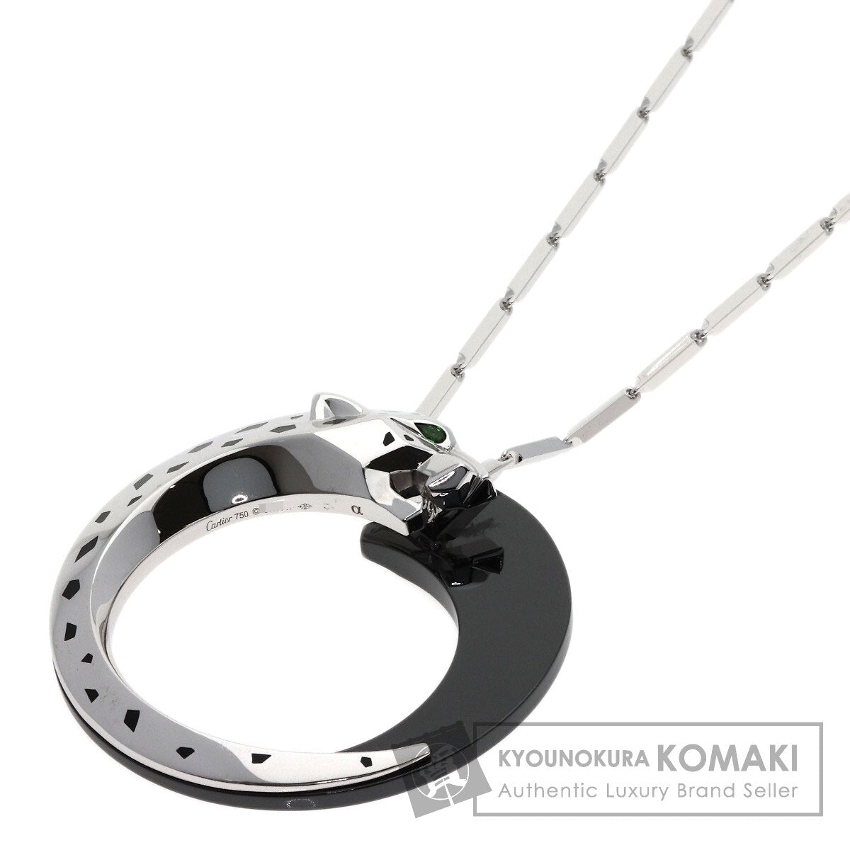CARTIER PANTHERE de Cartier Onyx Garnet Necklace K18 White Gold CeramicLadies [Used]
