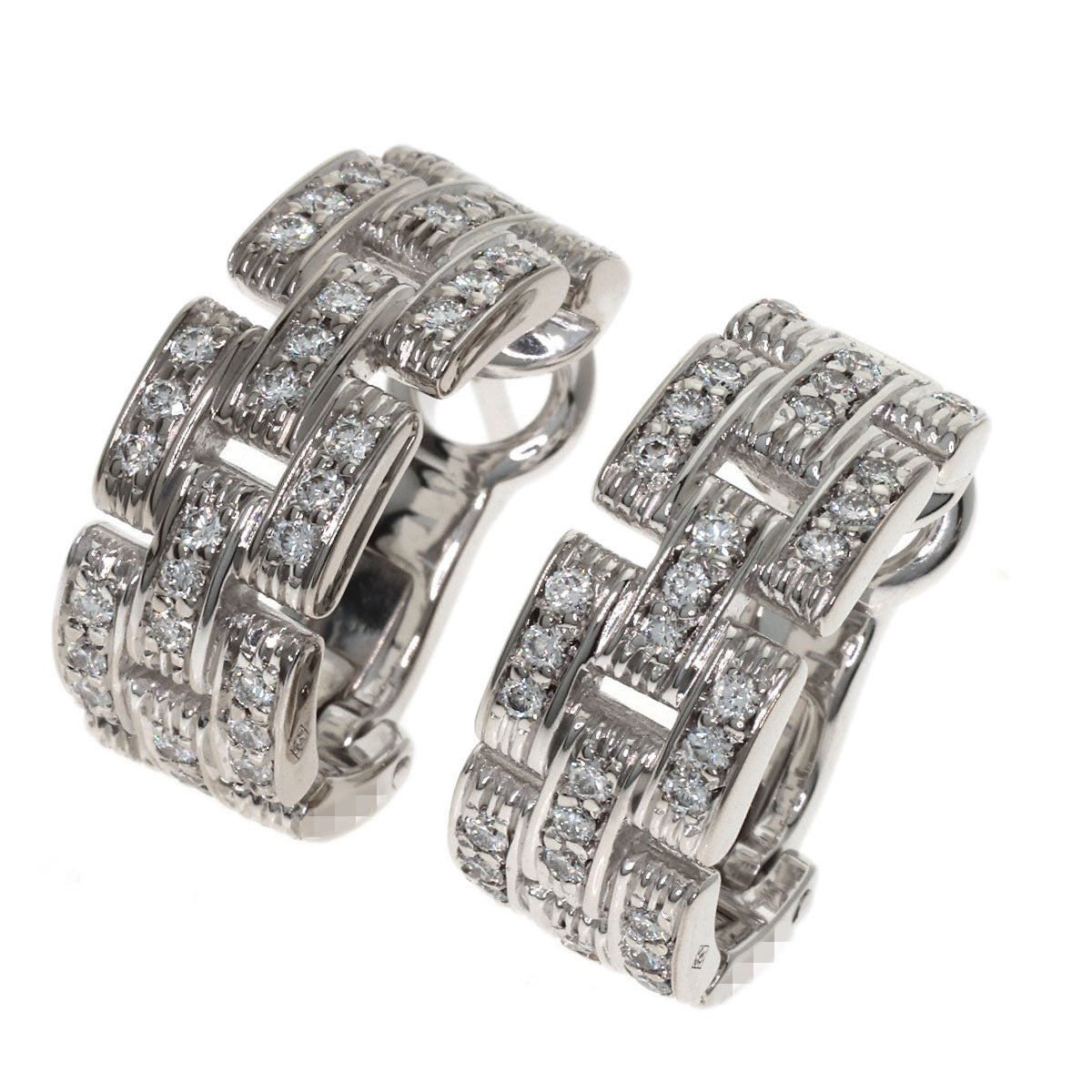 CARTIER Maillon PANTHERE Diamond earring K18 White Gold Ladies [Used]