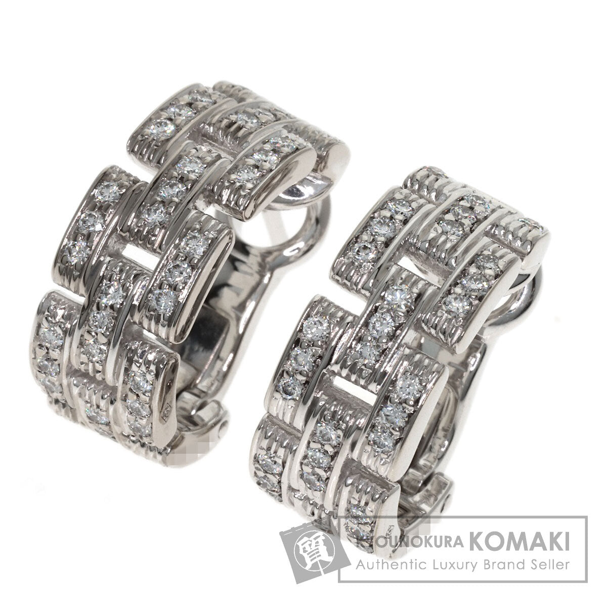 CARTIER Maillon PANTHERE Diamond earring K18 White Gold Ladies [Used]