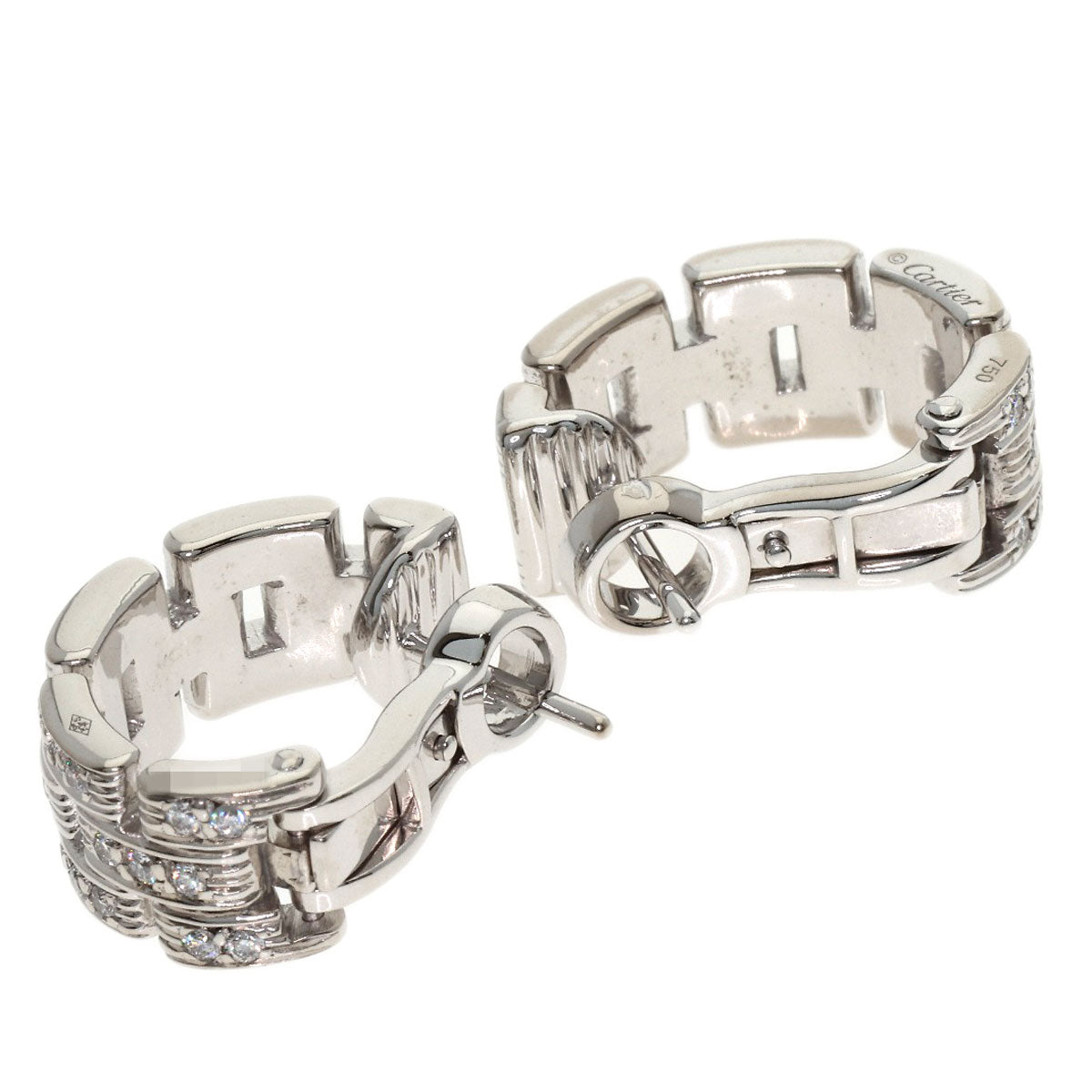 CARTIER Maillon PANTHERE Diamond earring K18 White Gold Ladies [Used]