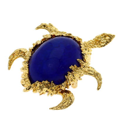 Chaumet Turtle Lapis Lazuli & Azure stone Brooch K18 Yellow Gold Ladies [Used]