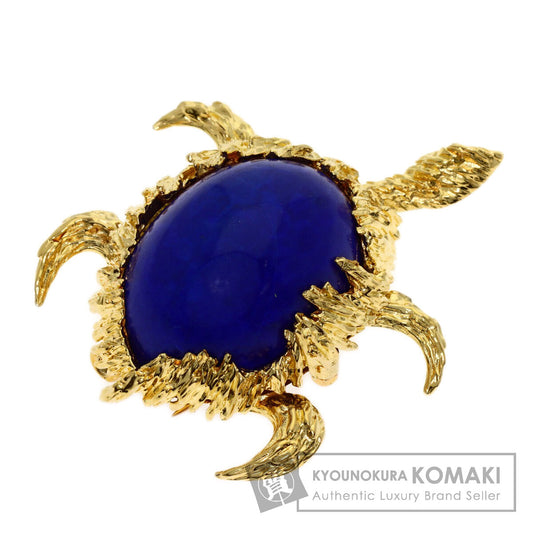 Chaumet Turtle Lapis Lazuli & Azure stone Brooch K18 Yellow Gold Ladies [Used]