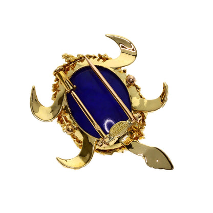 Chaumet Turtle Lapis Lazuli & Azure stone Brooch K18 Yellow Gold Ladies [Used]