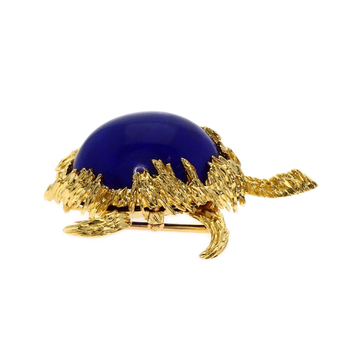 Chaumet Turtle Lapis Lazuli & Azure stone Brooch K18 Yellow Gold Ladies [Used]
